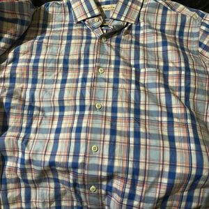 Peter Millar Blue and Pink Casual Button Down Shirt